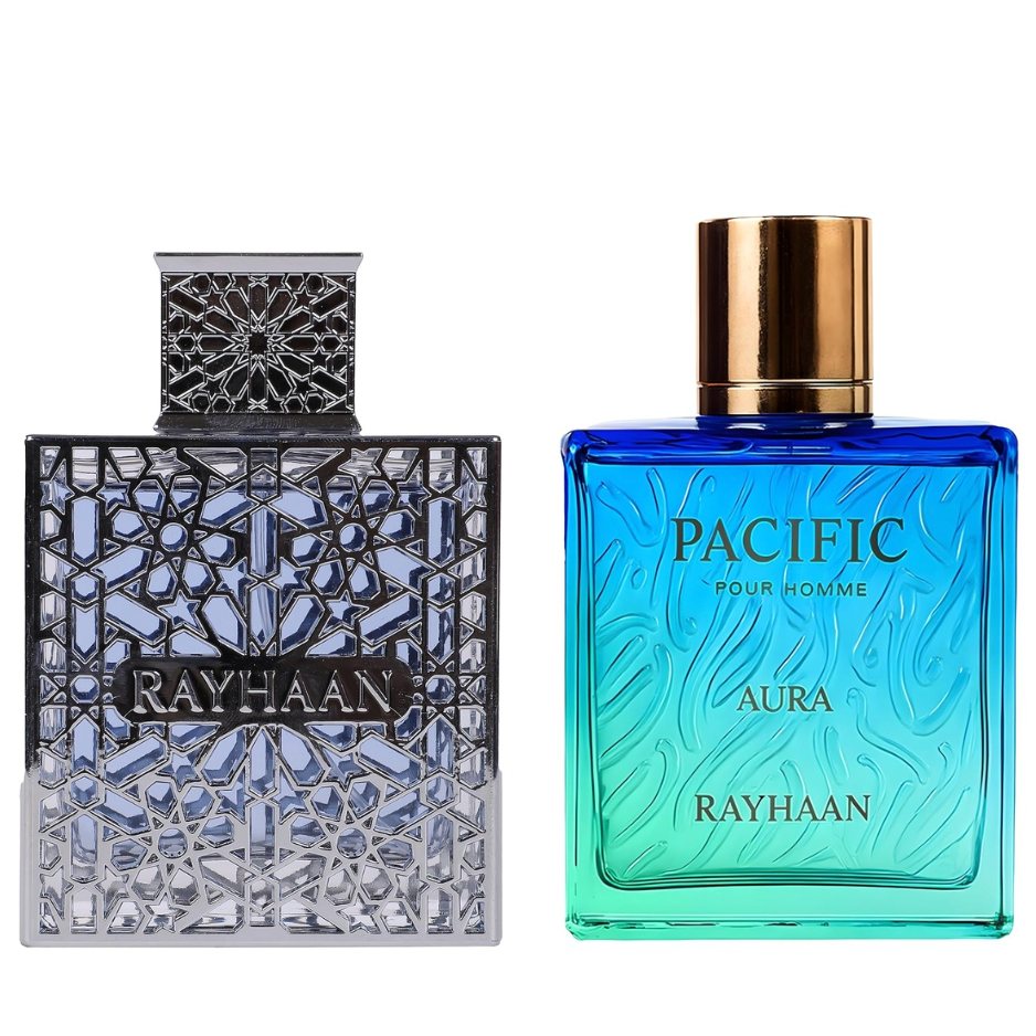 Rayhaan Aquatica + Rayhaan Pacific Aura | EDP 100ml x 2 | Fresh Aquatic Luxury Perfume Combo